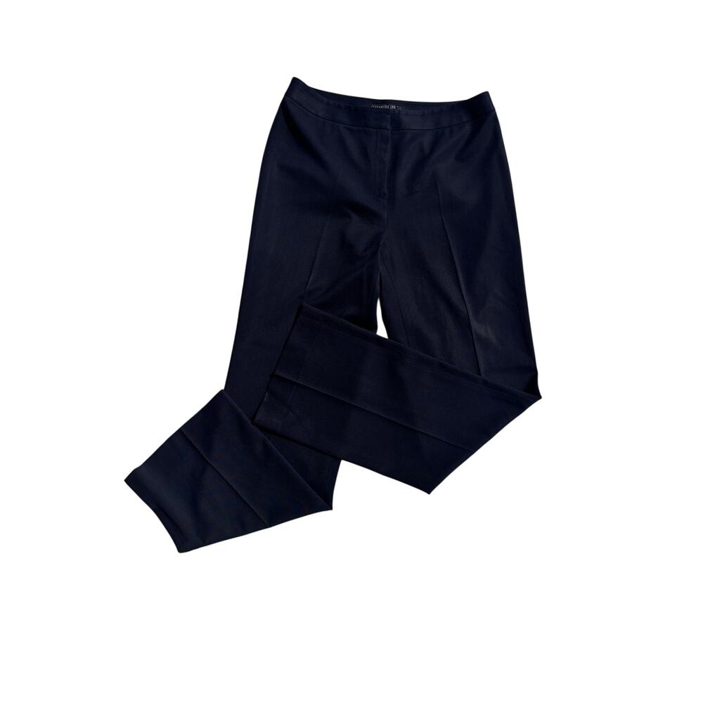 Lafayette 148 Navy Wool Straight Leg Flat Front High Waist Dress Pants 8